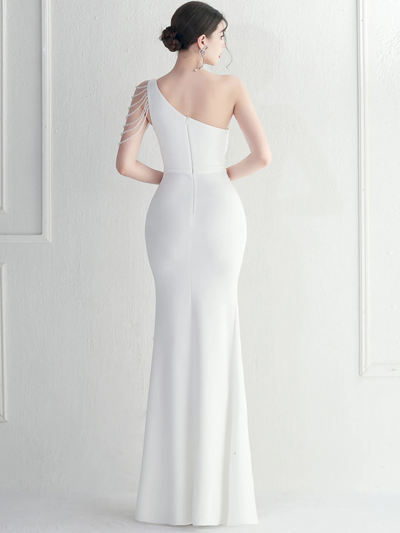 Elegant Backless One-Shoulder Birthday Party Long Maxi Dress