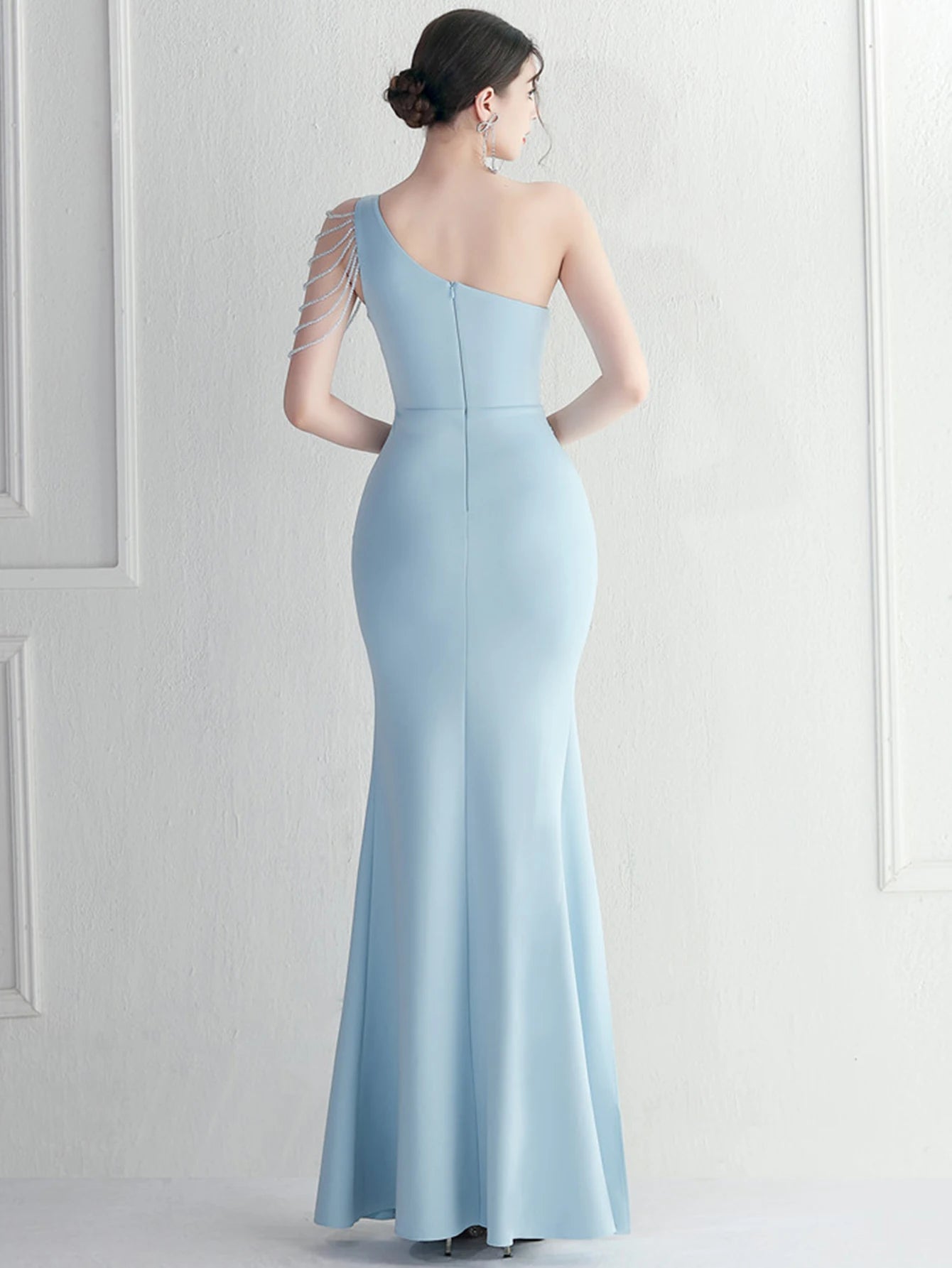 Elegant Backless One-Shoulder Birthday Party Long Maxi Dress