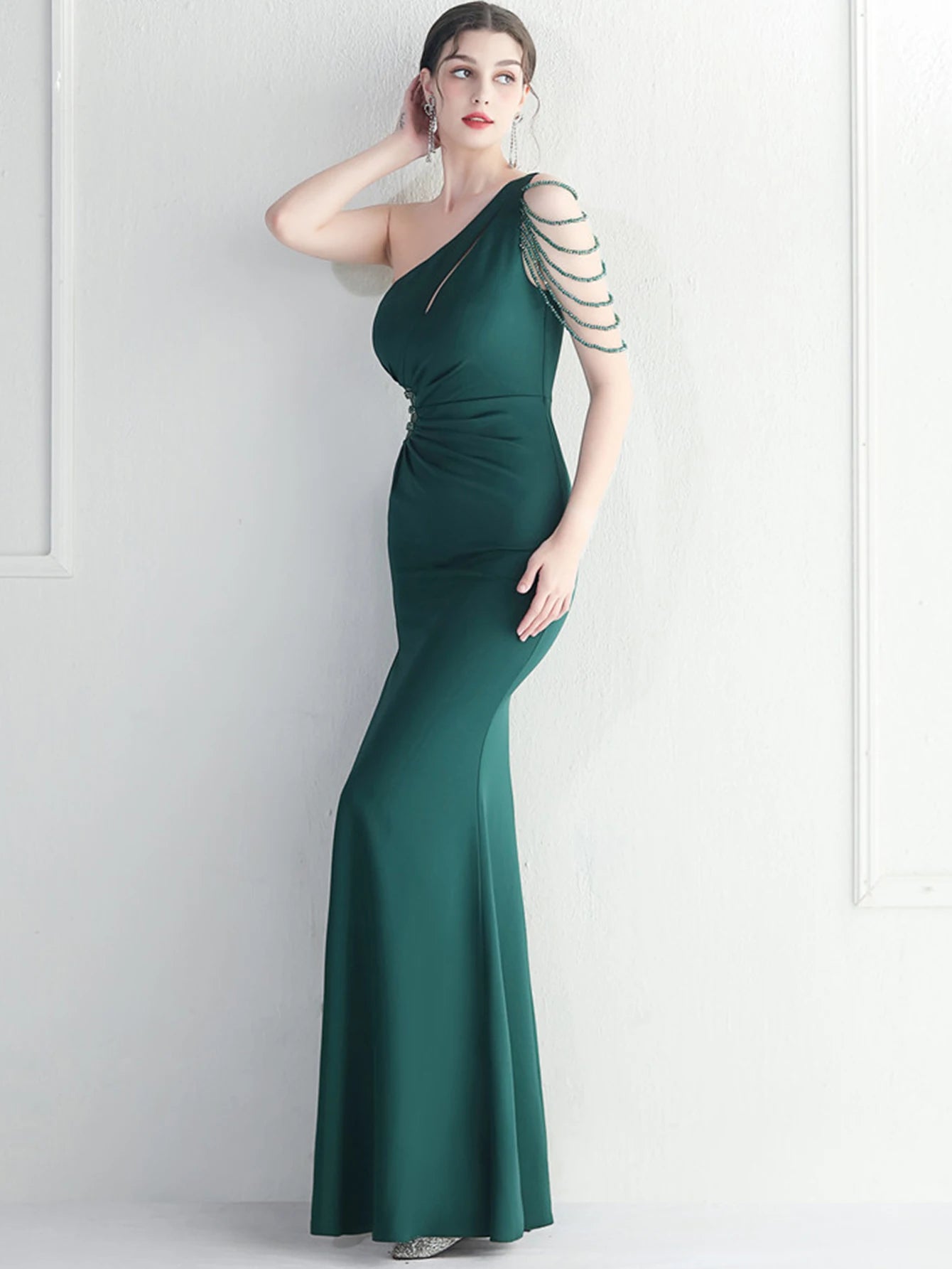 Elegant Backless One-Shoulder Birthday Party Long Maxi Dress