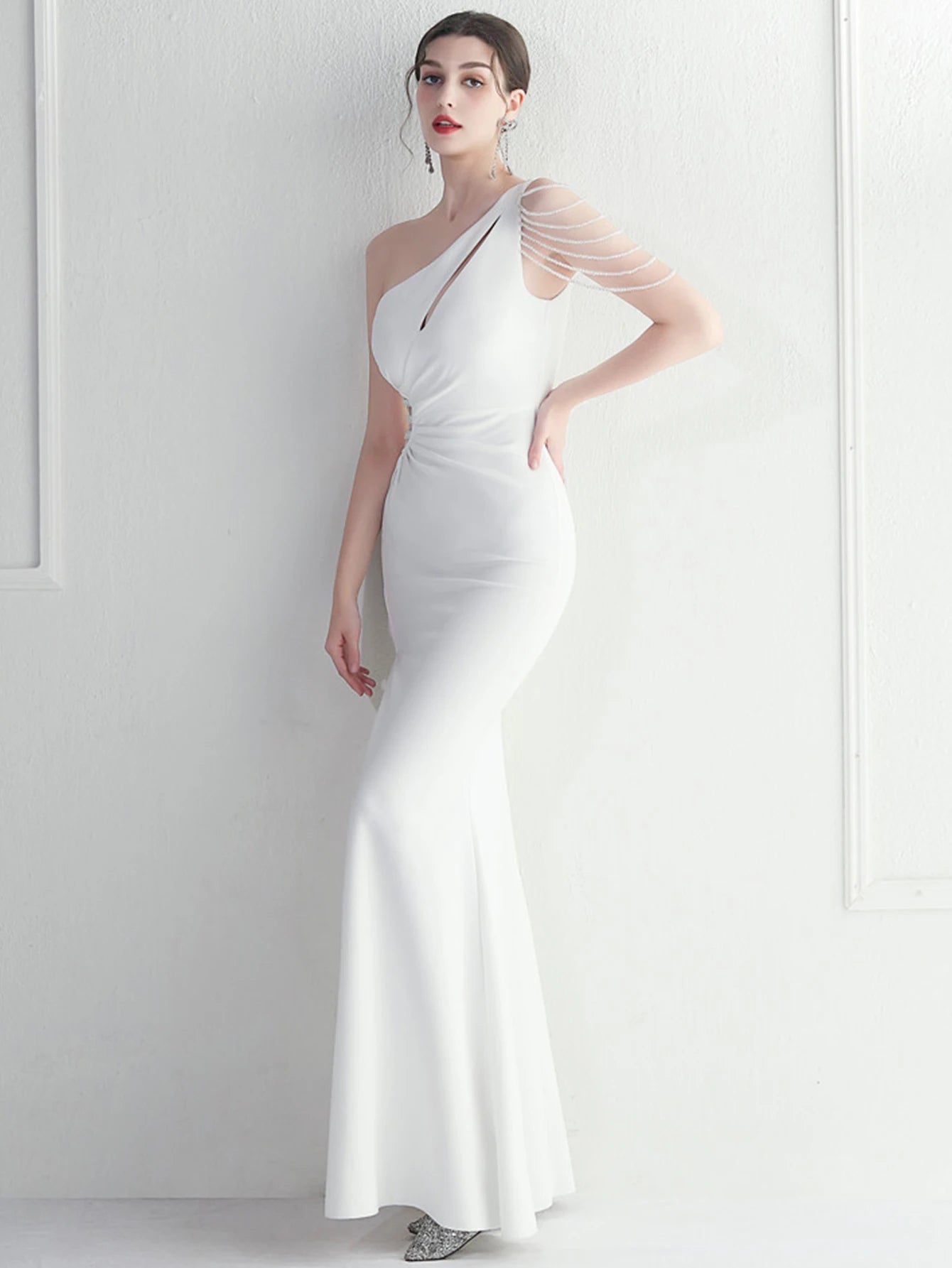Elegant Backless One-Shoulder Birthday Party Long Maxi Dress