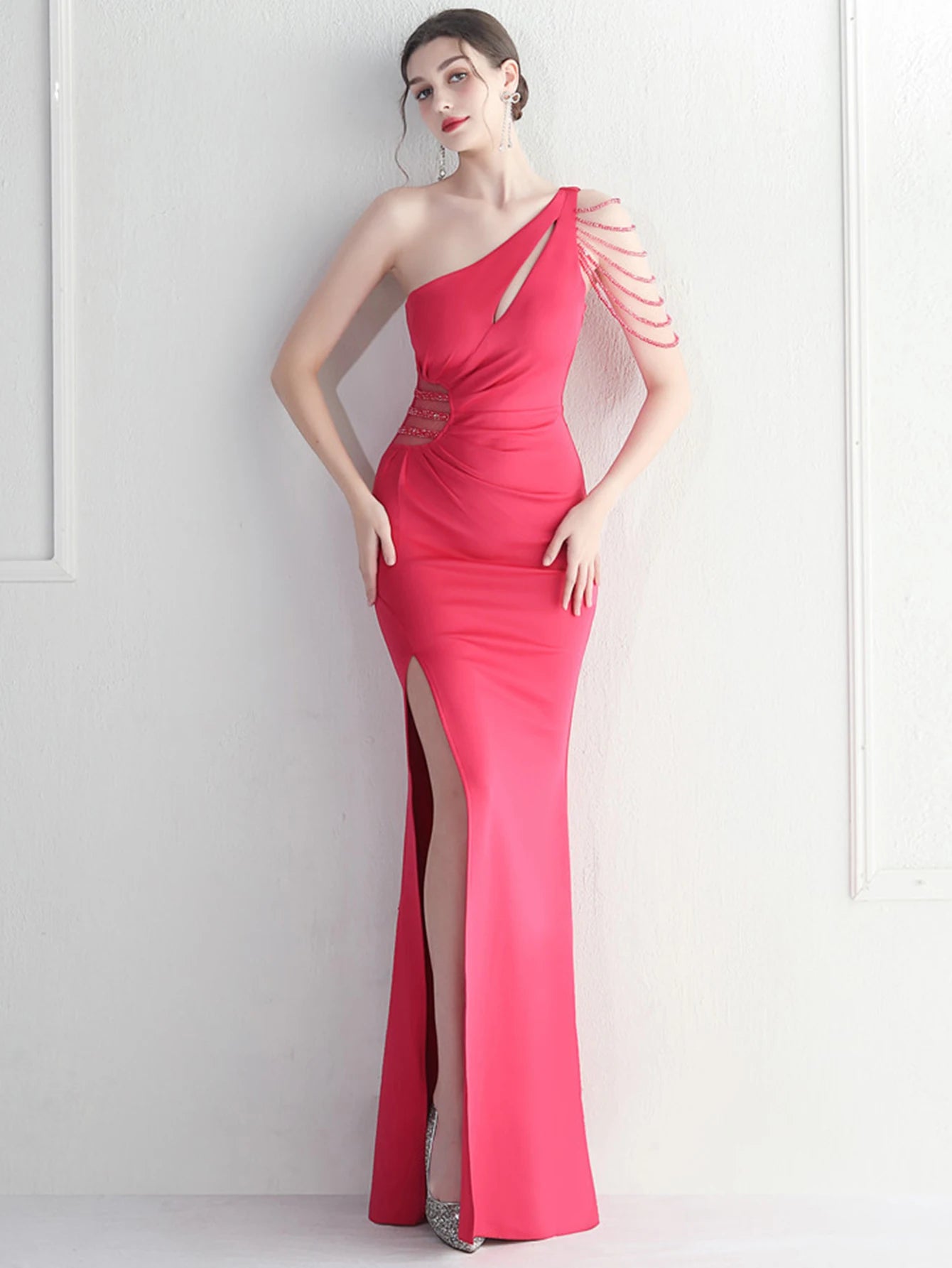 Elegant Backless One-Shoulder Birthday Party Long Maxi Dress