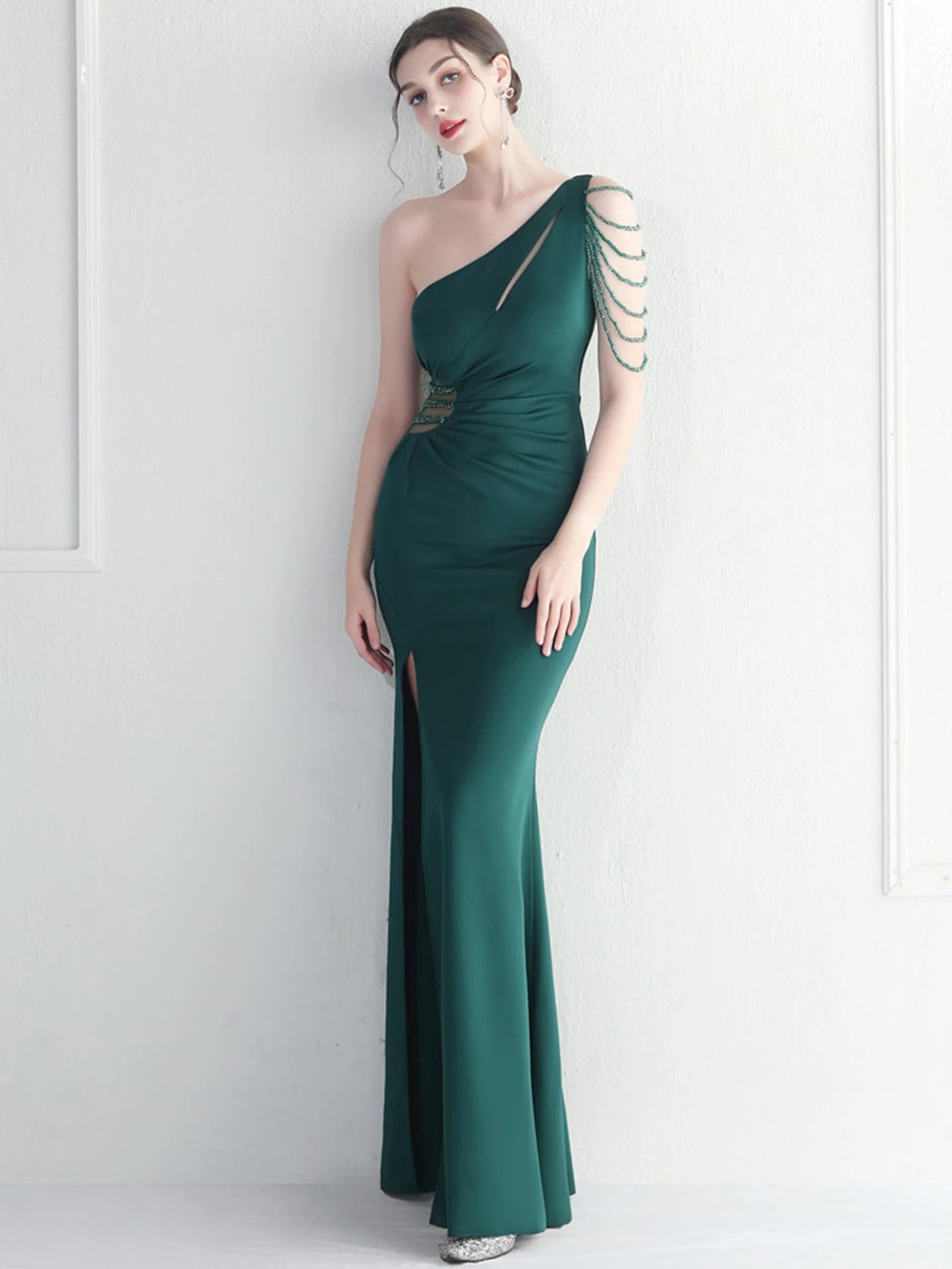 Elegant Backless One-Shoulder Birthday Party Long Maxi Dress