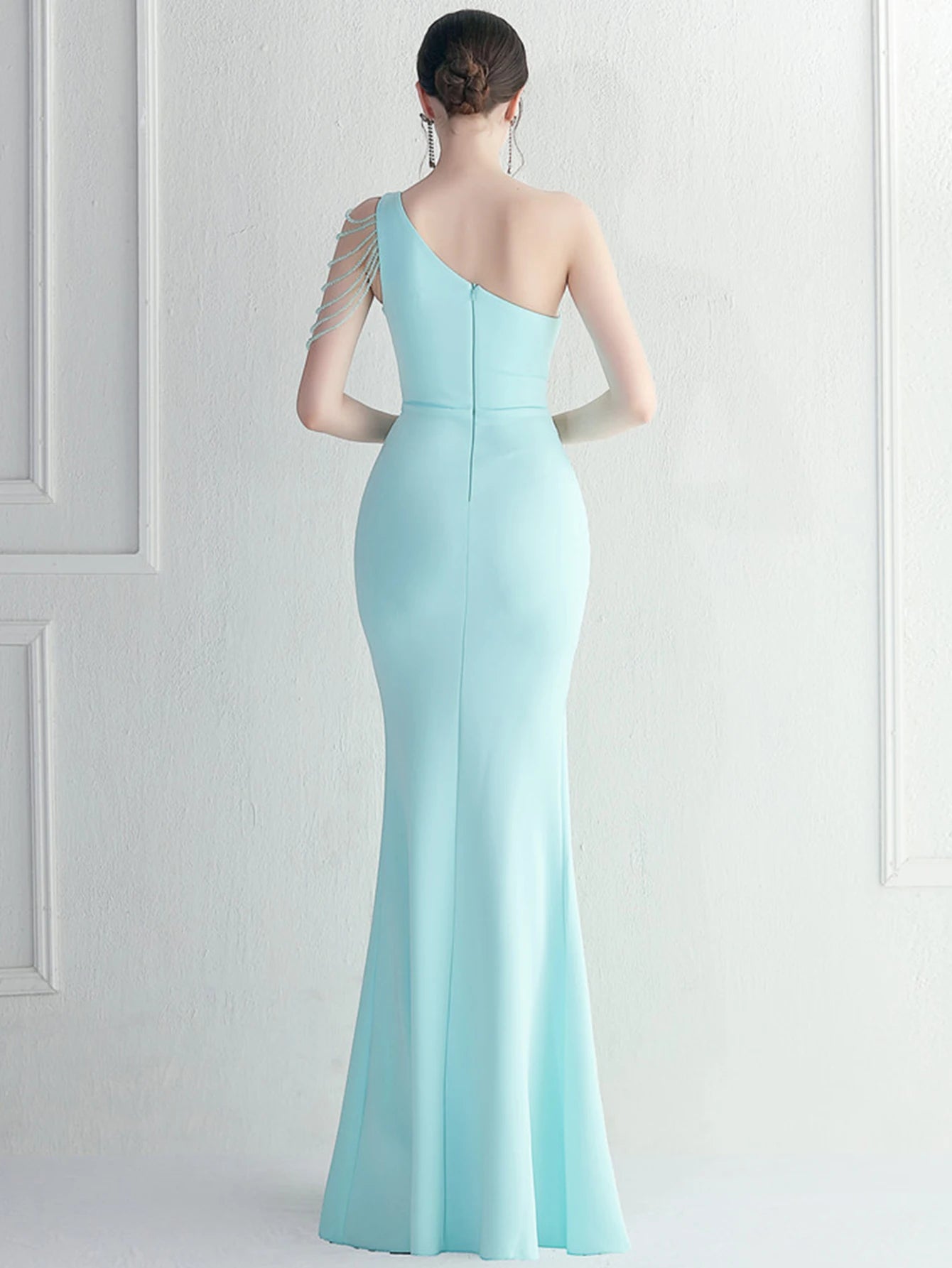 Elegant Backless One-Shoulder Birthday Party Long Maxi Dress