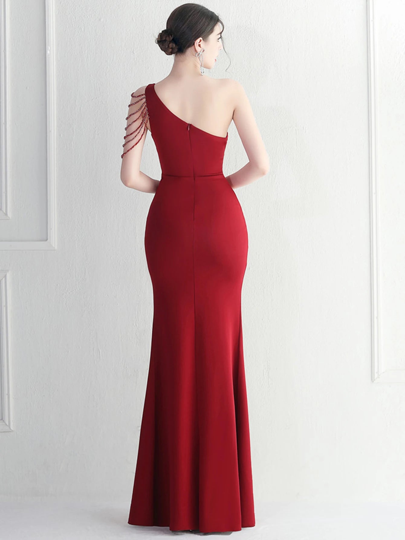 Elegant Backless One-Shoulder Birthday Party Long Maxi Dress