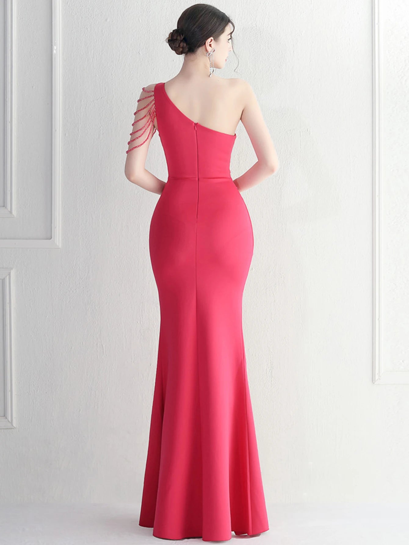 Elegant Backless One-Shoulder Birthday Party Long Maxi Dress