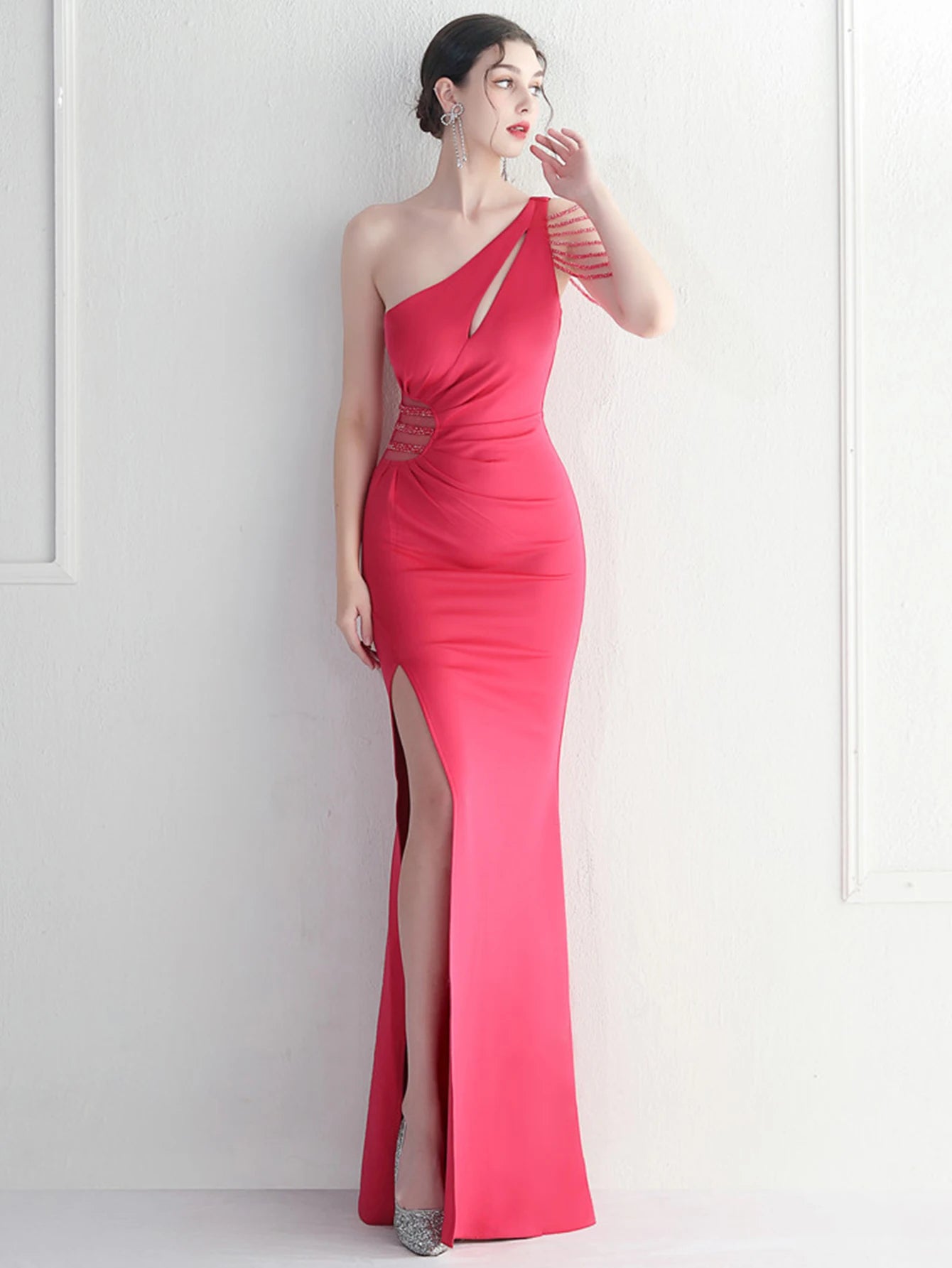 Elegant Backless One-Shoulder Birthday Party Long Maxi Dress