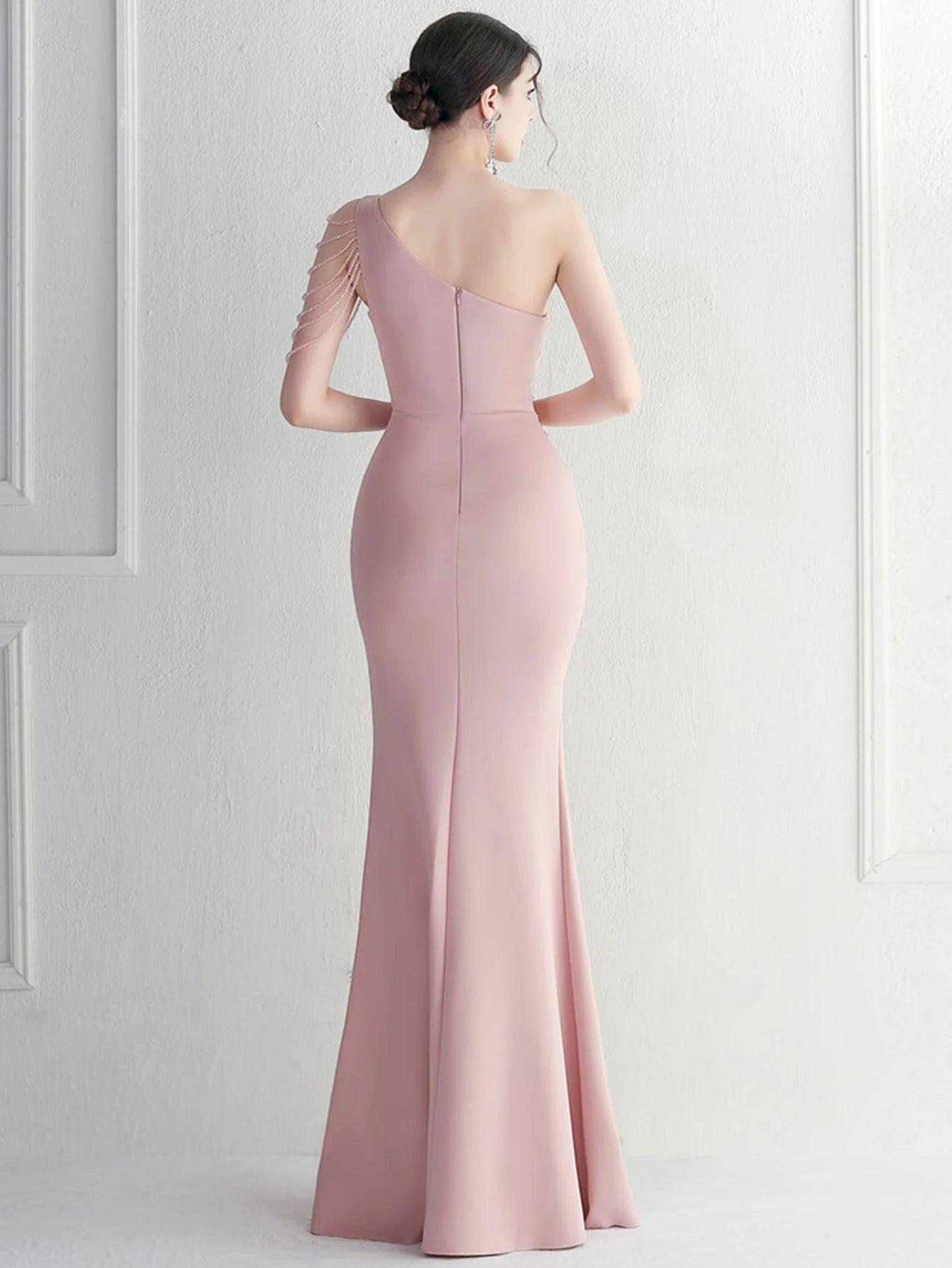 Elegant Backless One-Shoulder Birthday Party Long Maxi Dress