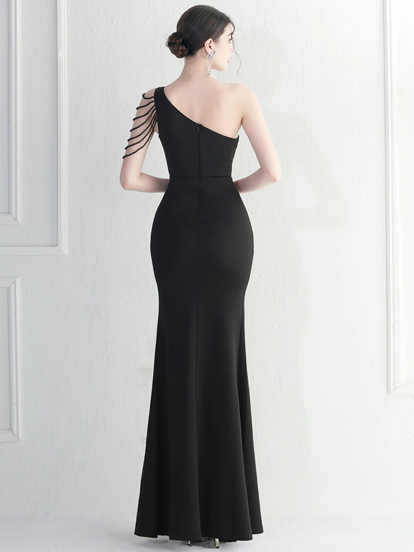 Elegant Backless One-Shoulder Birthday Party Long Maxi Dress