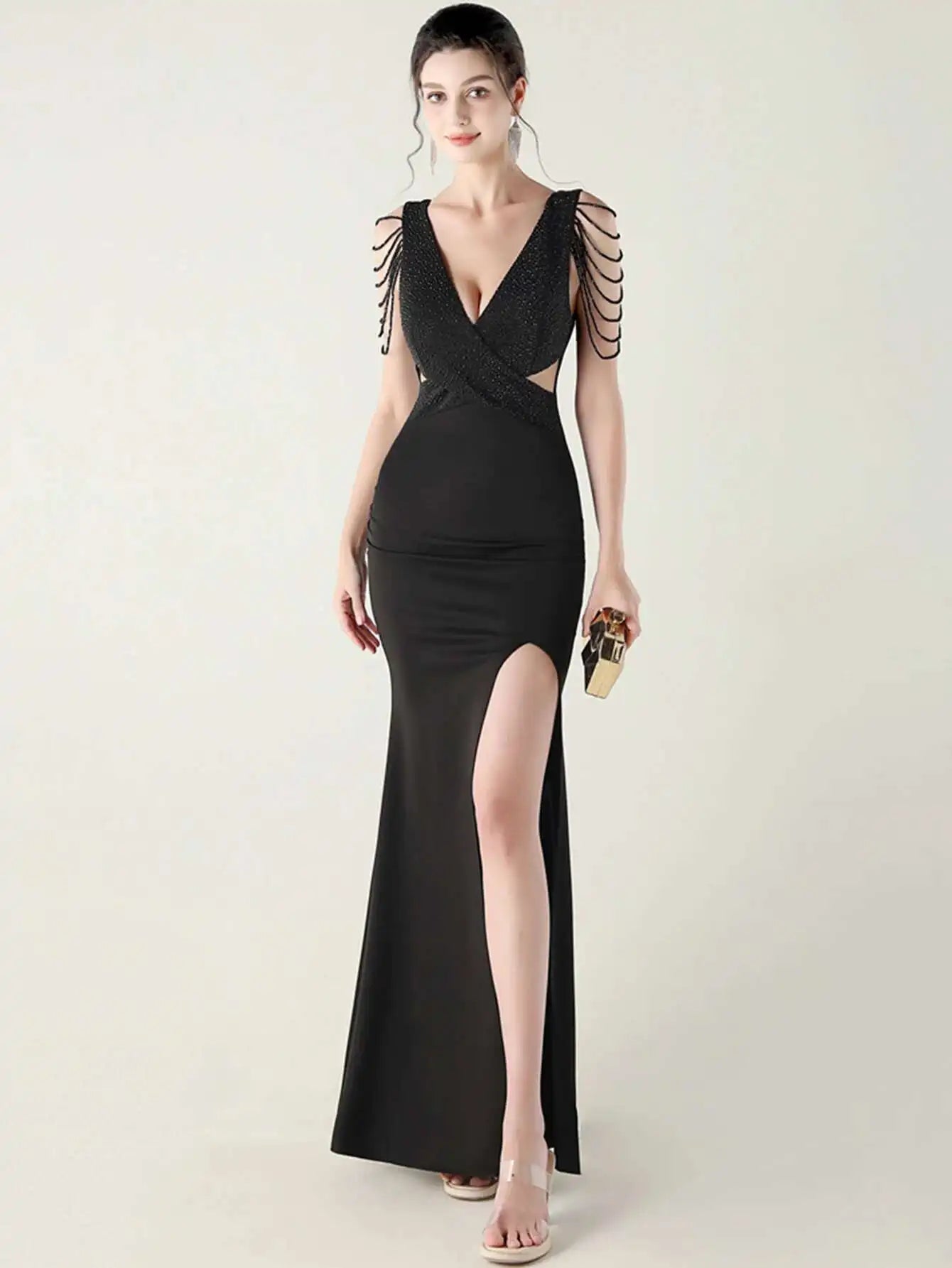 Elegant Backless Rhinestone Party Wedding Prom Evening Dresses