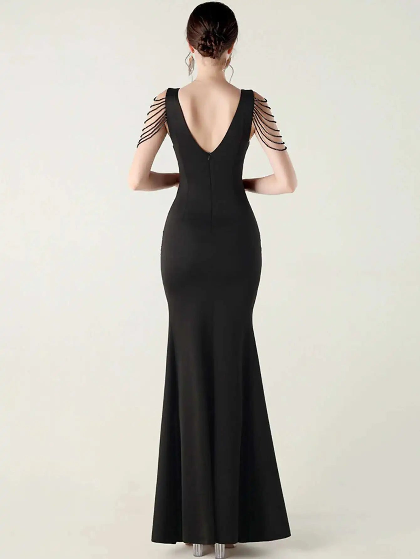 Elegant Backless Rhinestone Party Wedding Prom Evening Dresses