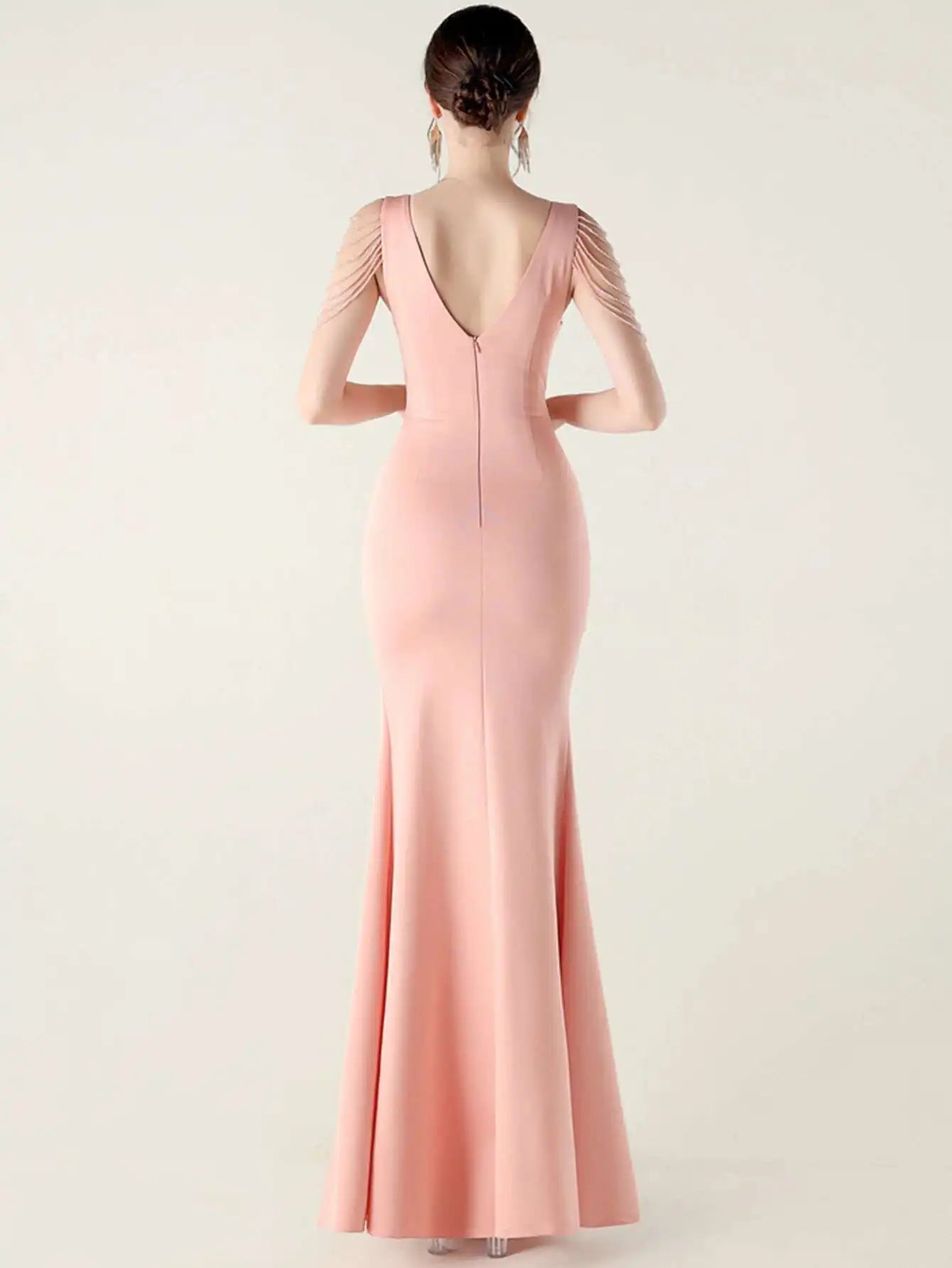 Elegant Backless Rhinestone Party Wedding Prom Evening Dresses