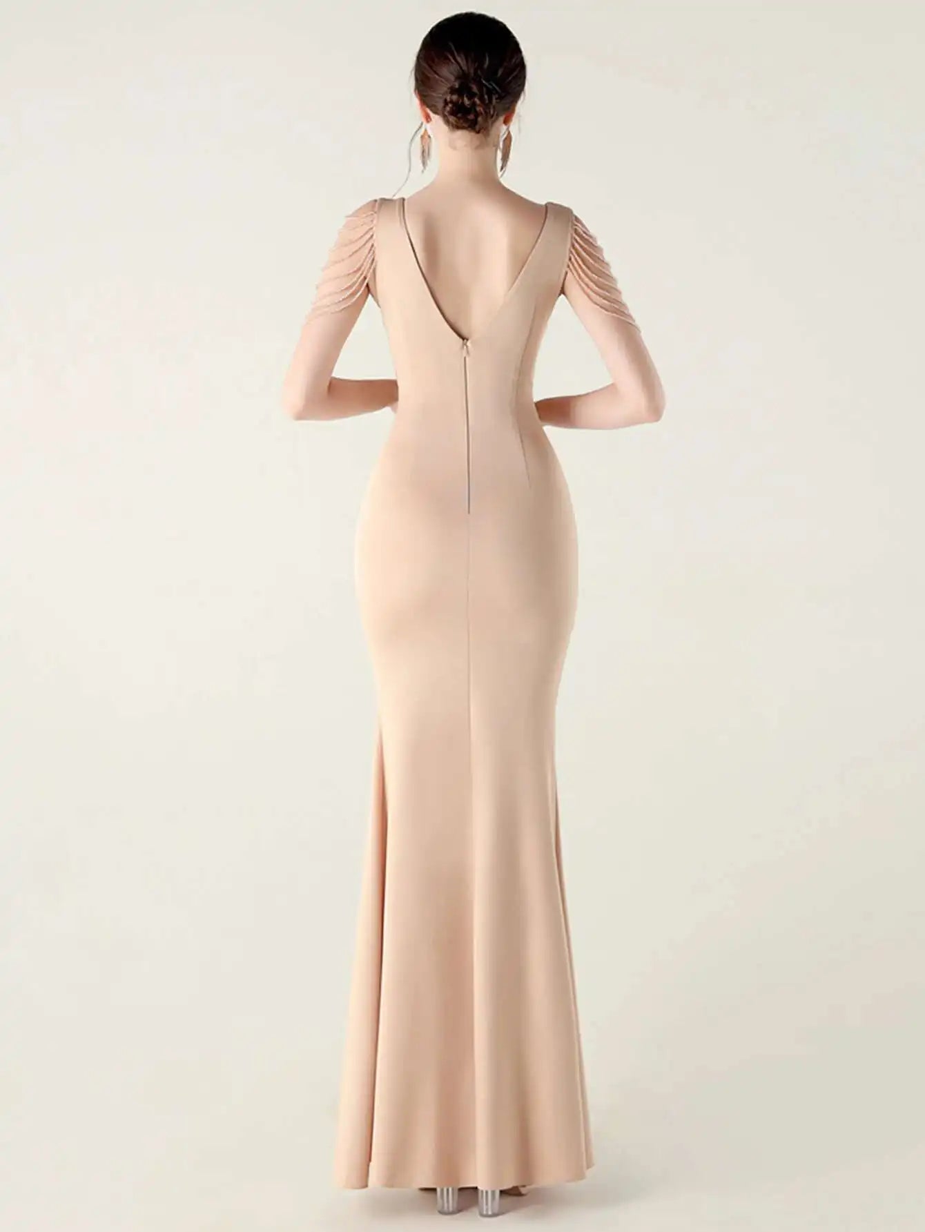 Elegant Backless Rhinestone Party Wedding Prom Evening Dresses