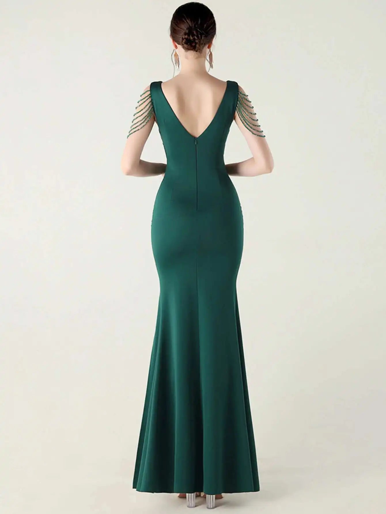 Elegant Backless Rhinestone Party Wedding Prom Evening Dresses