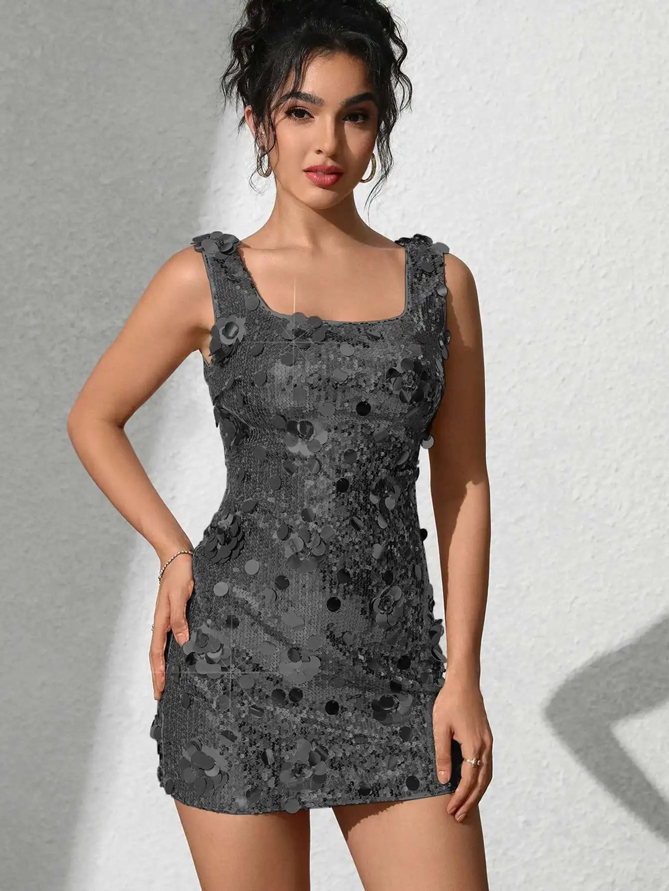 Elegant Backless Sequin Club Birthday Evening Bodycon Mini Dress