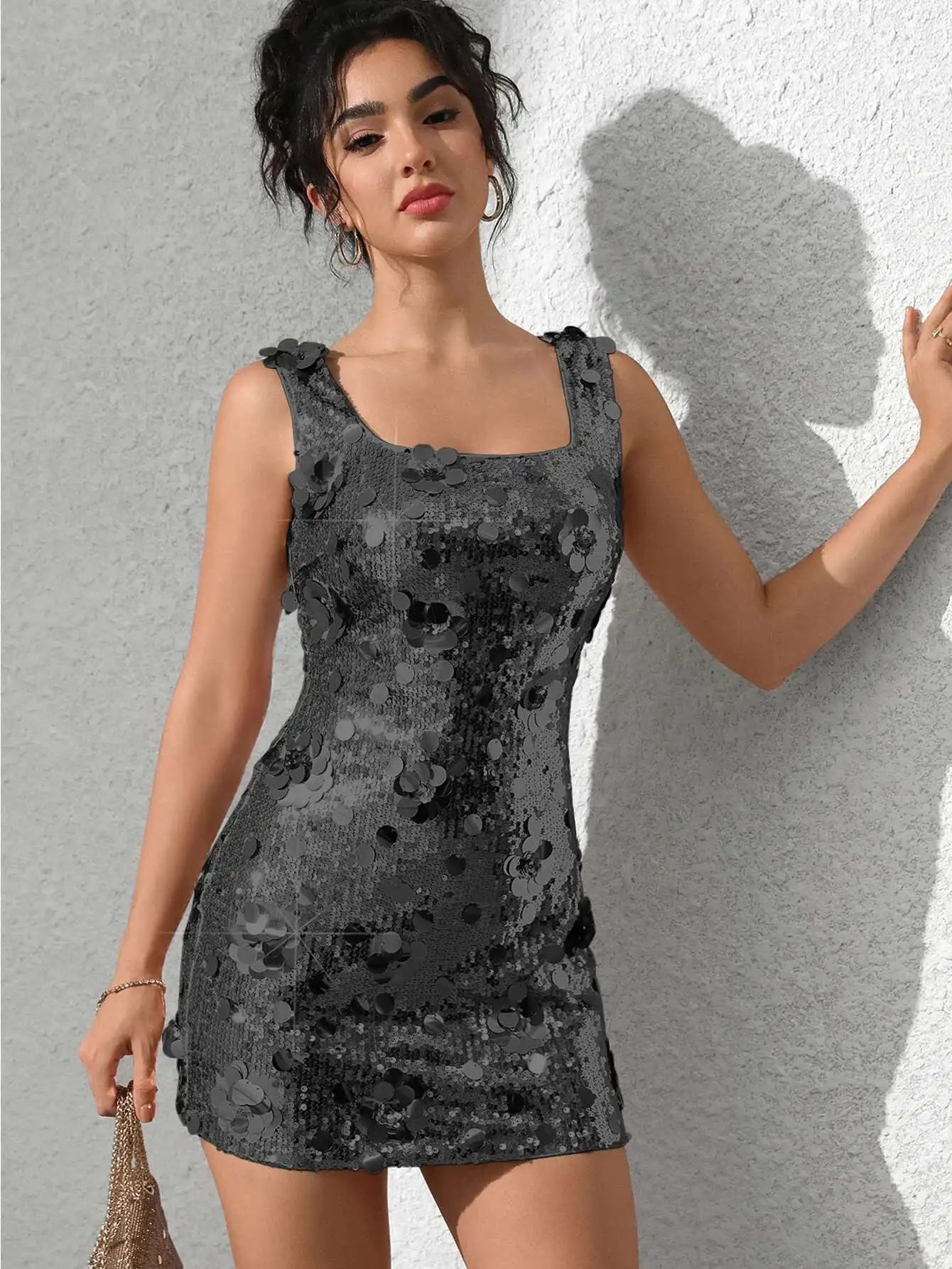 Elegant Backless Sequin Club Birthday Evening Bodycon Mini Dress