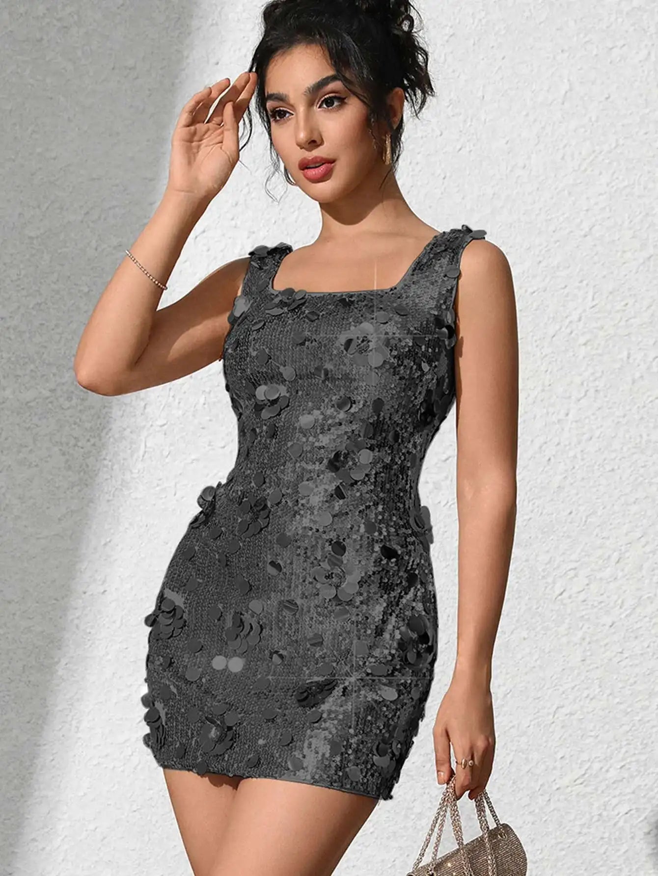 Elegant Backless Sequin Club Birthday Evening Bodycon Mini Dress