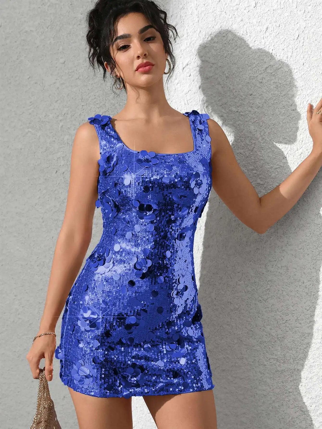 Elegant Backless Sequin Club Birthday Evening Bodycon Mini Dress