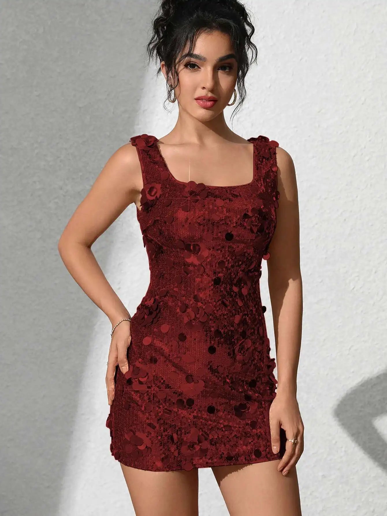 Elegant Backless Sequin Club Birthday Evening Bodycon Mini Dress