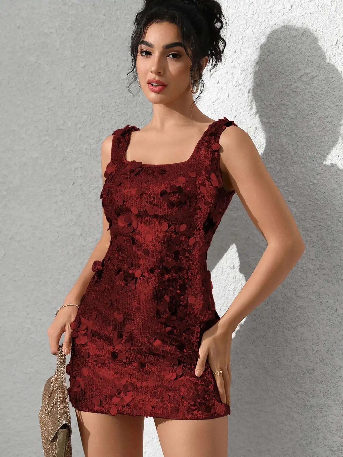 Elegant Backless Sequin Club Birthday Evening Bodycon Mini Dress