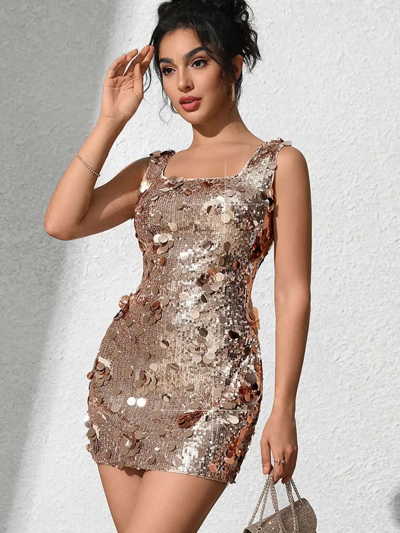 Elegant Backless Sequin Club Birthday Evening Bodycon Mini Dress