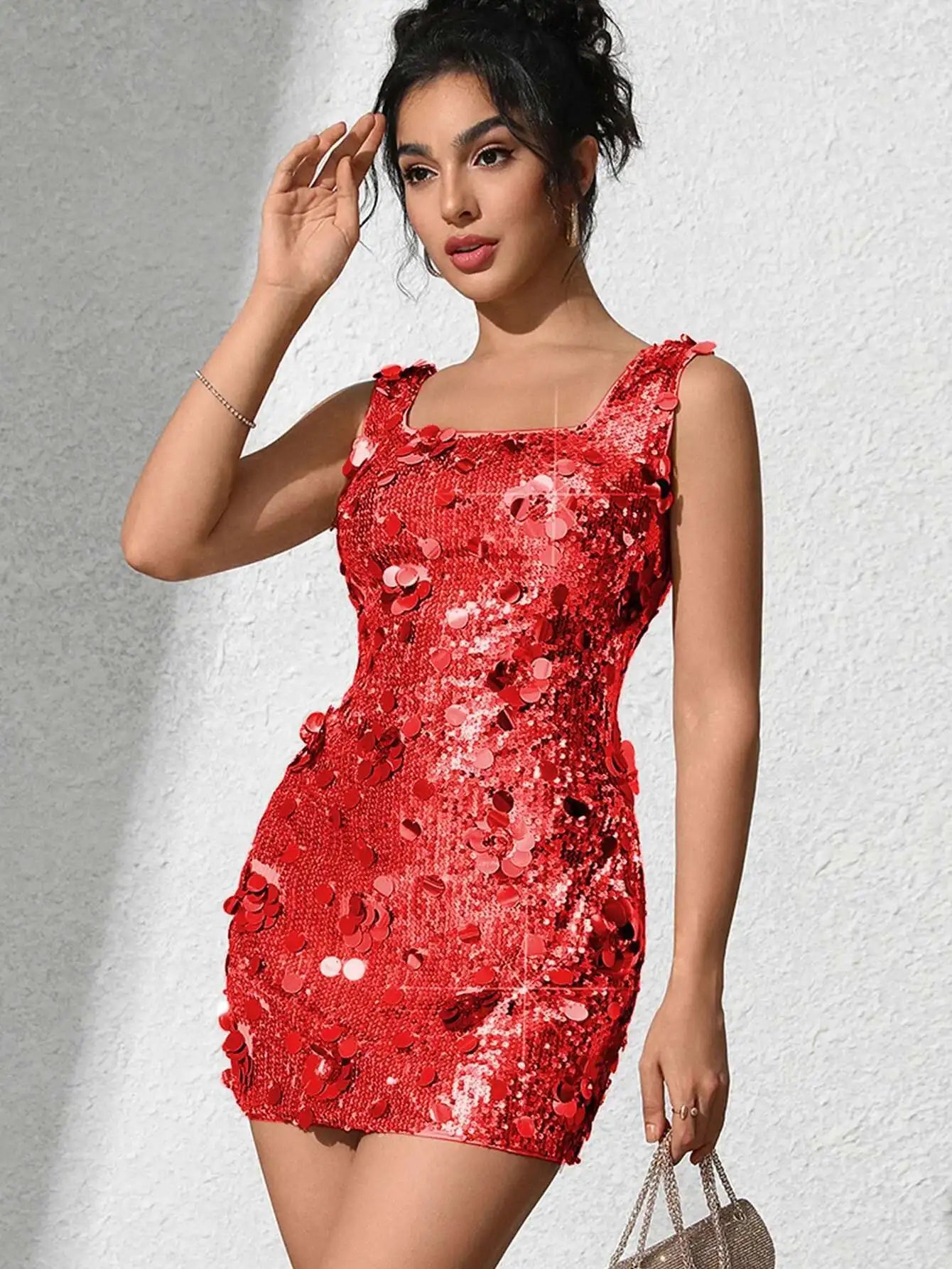 Elegant Backless Sequin Club Birthday Evening Bodycon Mini Dress