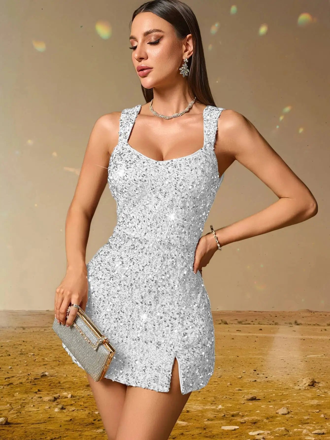 Elegant Backless Sequin Cocktail Party Short Birthday Evening Dresses