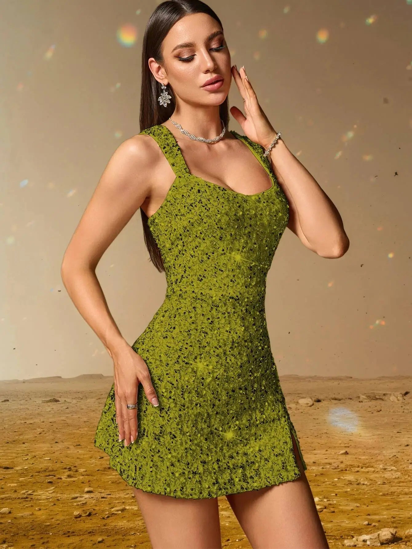 Elegant Backless Sequin Cocktail Party Short Birthday Evening Dresses