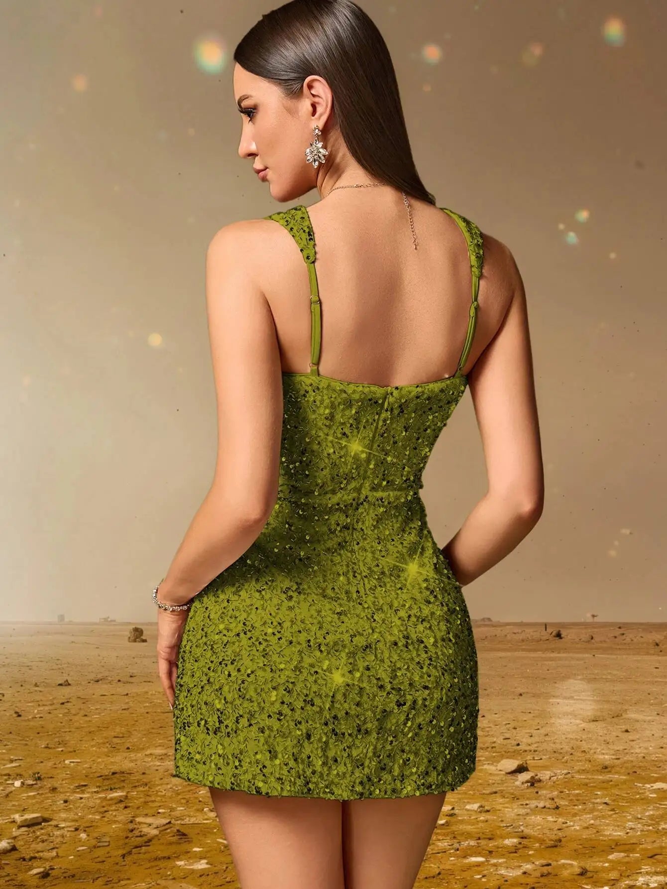Elegant Backless Sequin Cocktail Party Short Birthday Evening Dresses