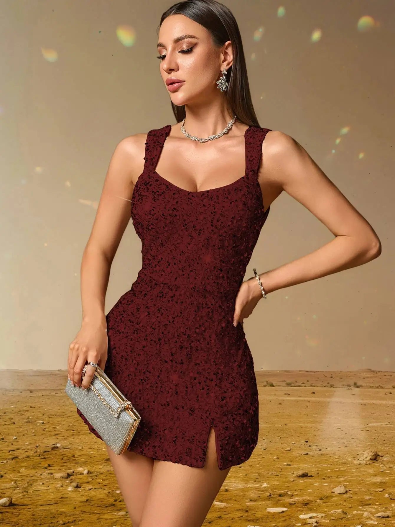 Elegant Backless Sequin Cocktail Party Short Birthday Evening Dresses