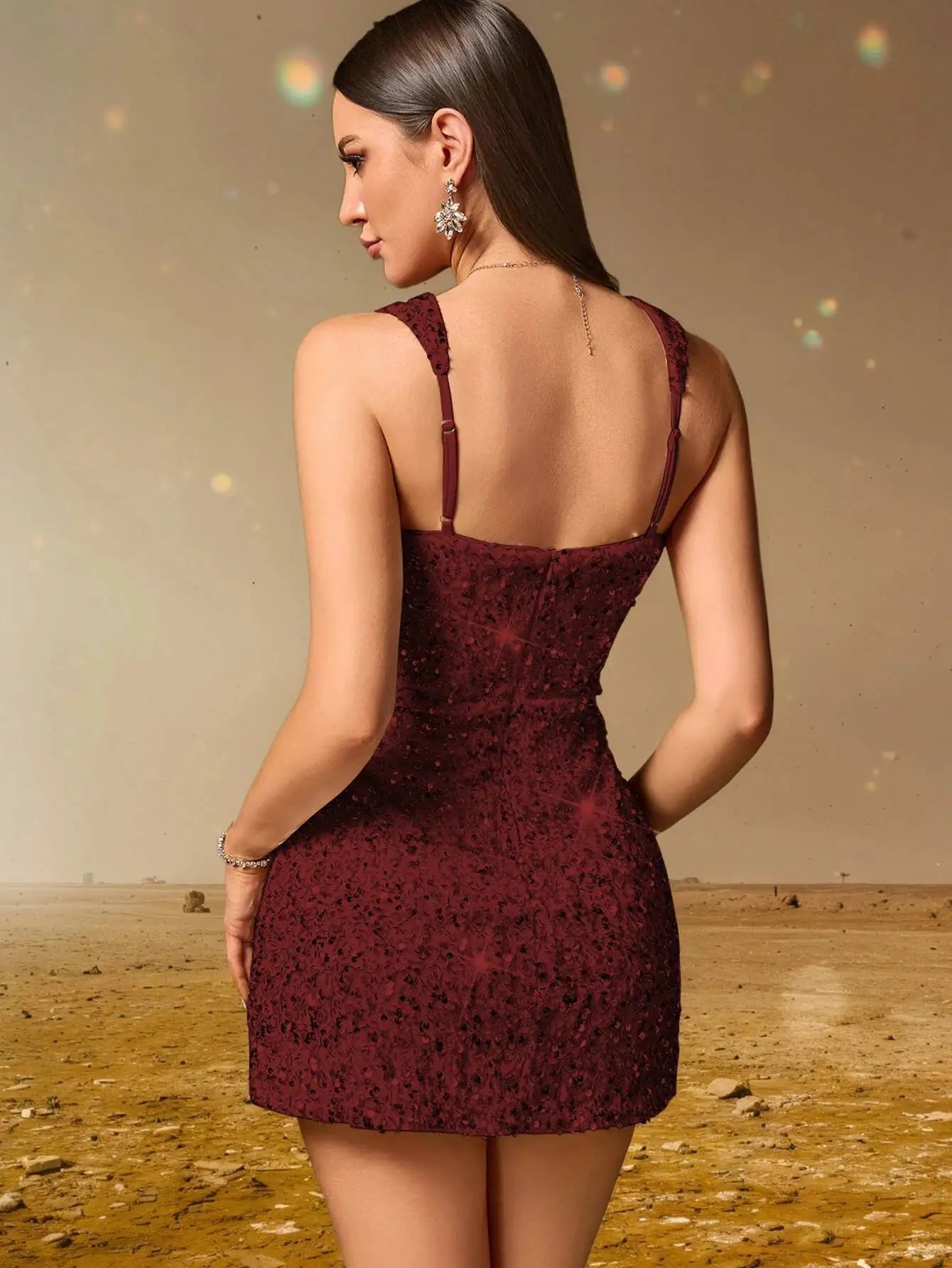 Elegant Backless Sequin Cocktail Party Short Birthday Evening Dresses