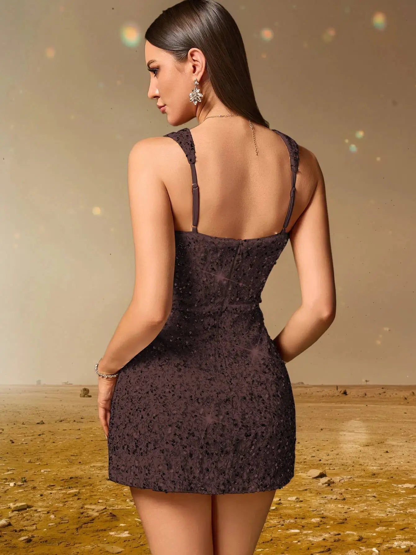 Elegant Backless Sequin Cocktail Party Short Birthday Evening Dresses