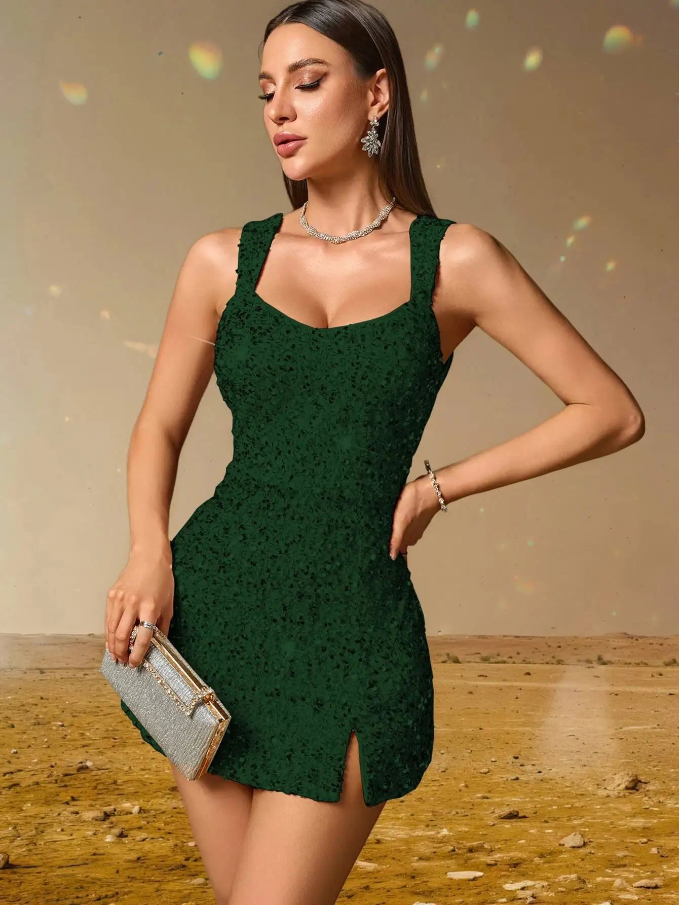 Elegant Backless Sequin Cocktail Party Short Birthday Evening Dresses