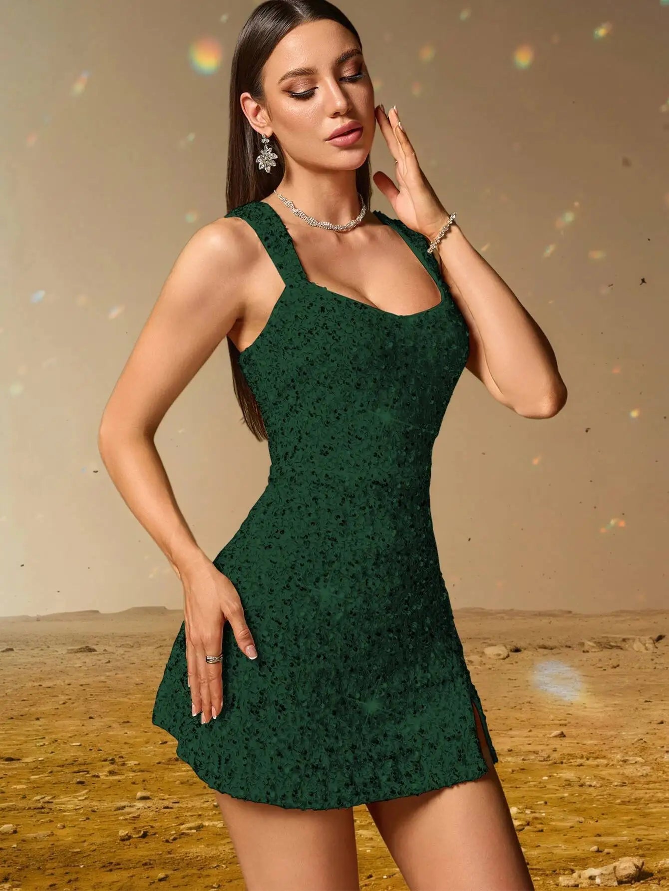Elegant Backless Sequin Cocktail Party Short Birthday Evening Dresses