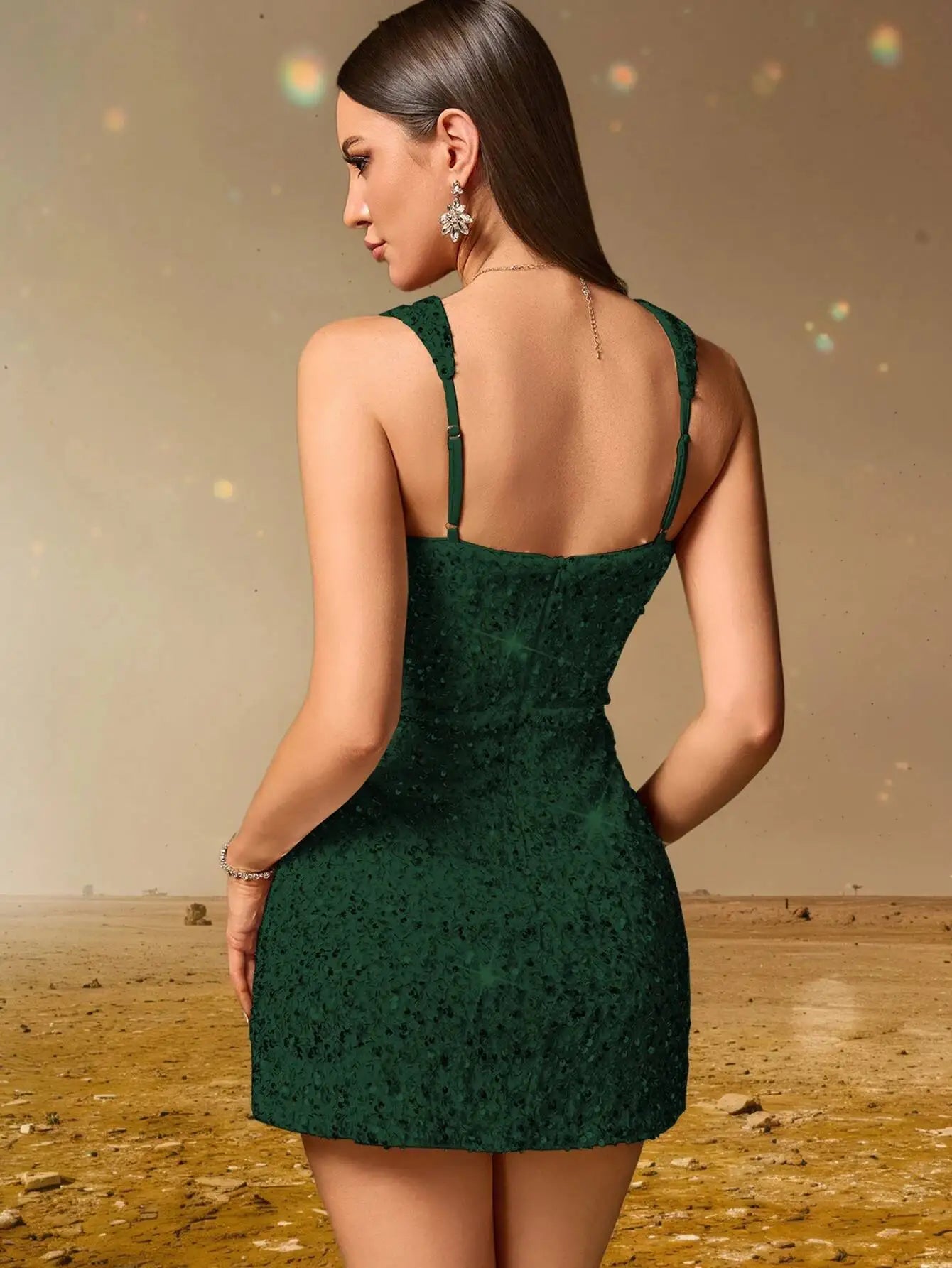 Elegant Backless Sequin Cocktail Party Short Birthday Evening Dresses
