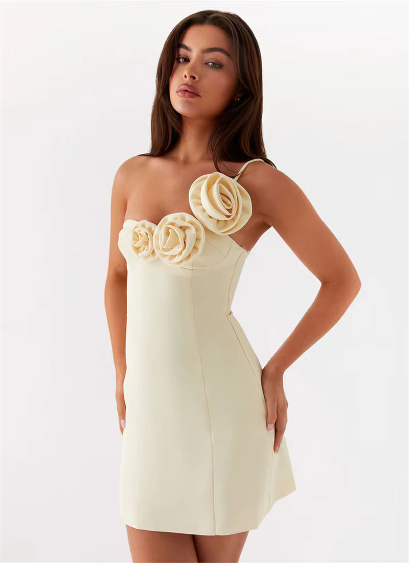 Elegant Backless Solid Off-shoulder Backless A-line Club Mini Dress