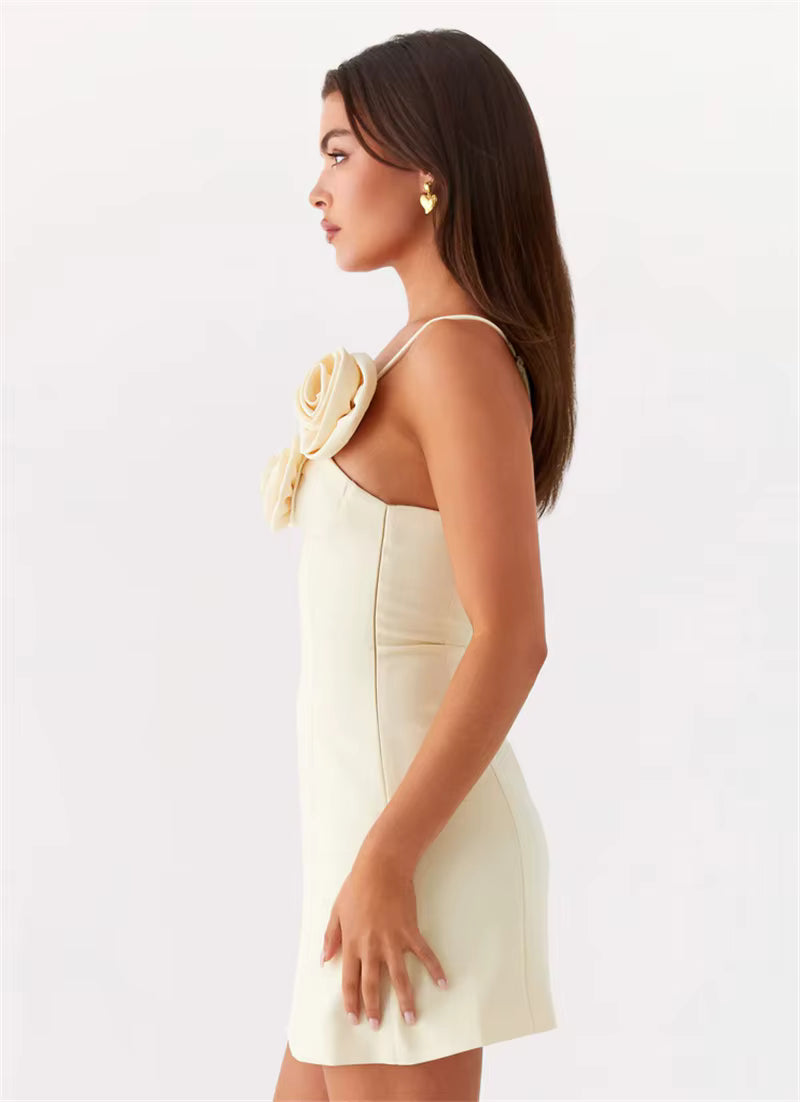 Elegant Backless Solid Off-shoulder Backless A-line Club Mini Dress