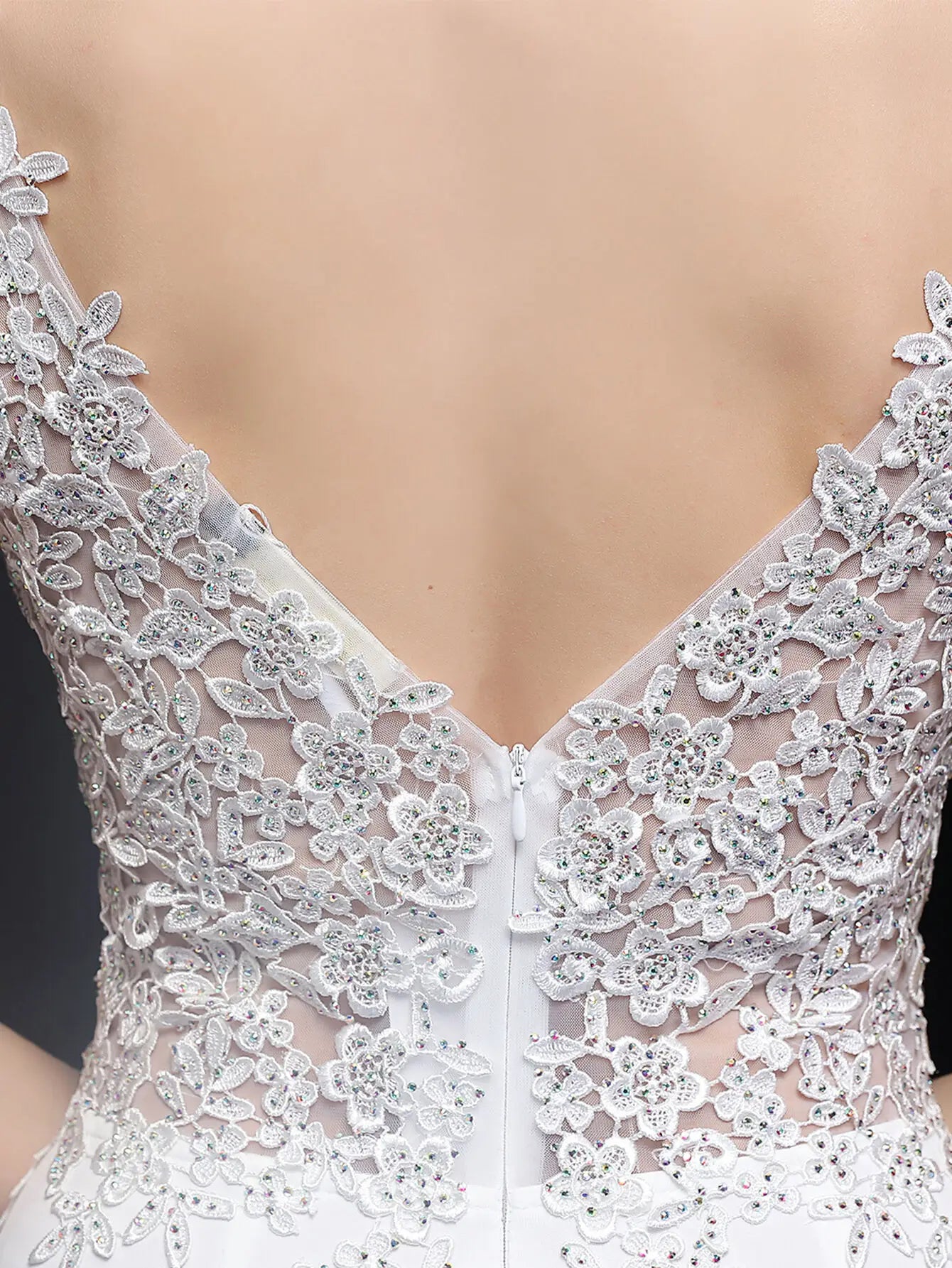 Elegant Backless Spaghetti Strap Rhinestone Lace Maxi Dress