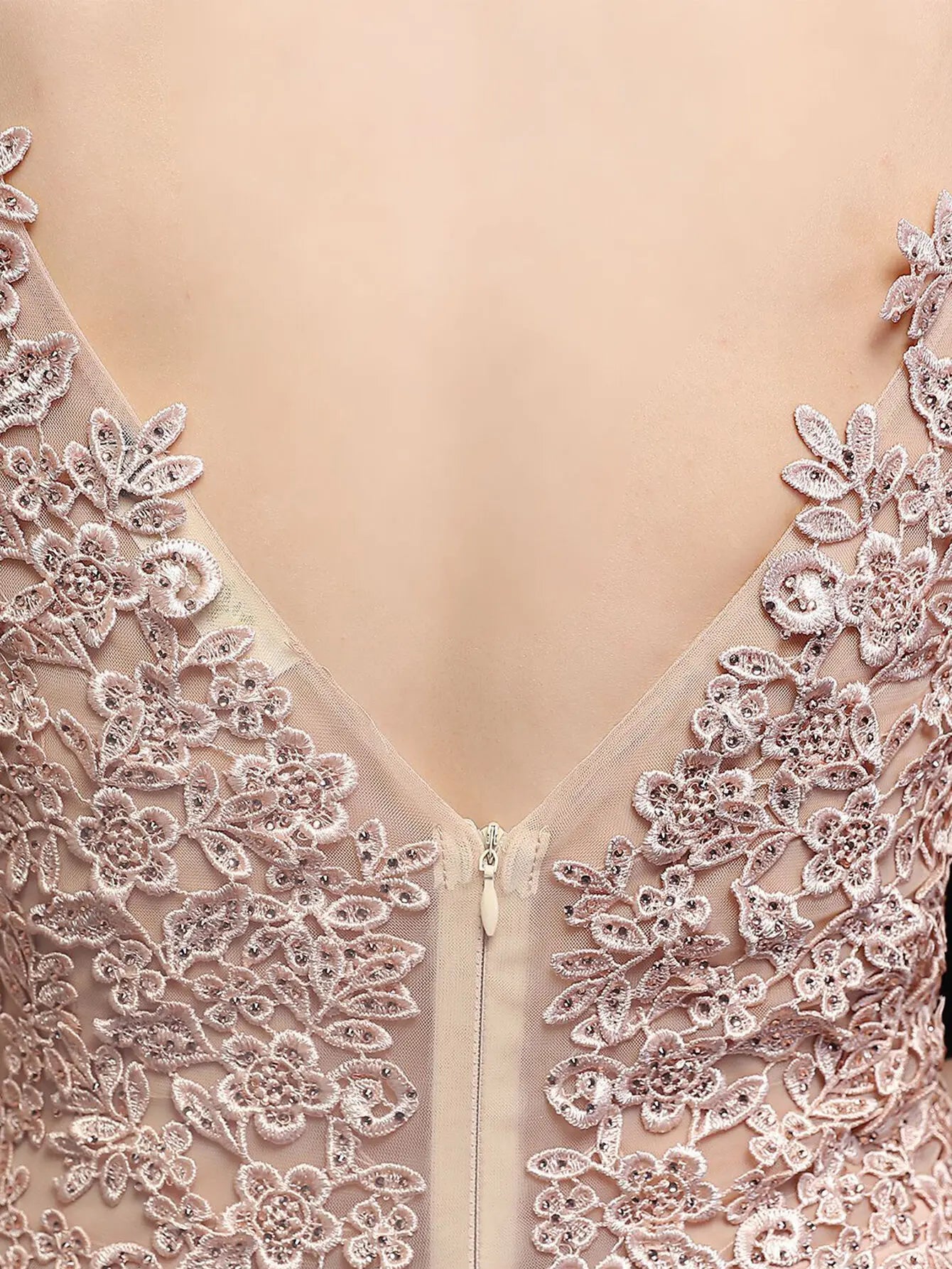 Elegant Backless Spaghetti Strap Rhinestone Lace Maxi Dress