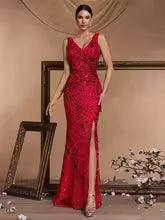 Elegant Backless V-neck Floor-Length Formal Evening Prom Maxi Dresses