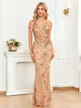 Elegant Backless V-neck Floor-Length Formal Evening Prom Maxi Dresses