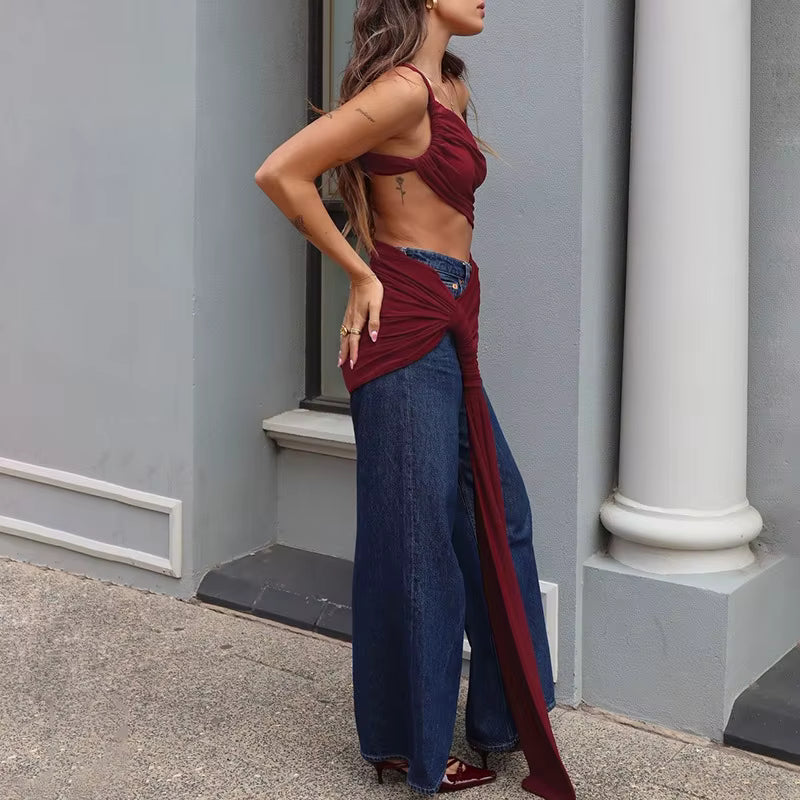 Elegant Bandage Top And Long Skirt Hollow Out 2 Piece Outfits