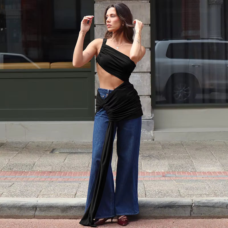 Elegant Bandage Top And Long Skirt Hollow Out 2 Piece Outfits