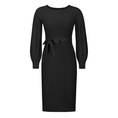 Elegant Basic Solid Color Knitted Slim Dress