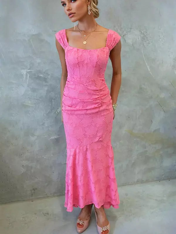 Elegant Bateau Neck Sleeveless Open Shoulder Semi Formal Party Dresses