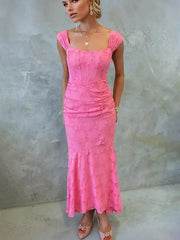 Elegant Bateau Neck Sleeveless Open Shoulder Semi Formal Party Dresses