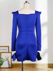 Elegant Beading Ruffled Long Sleeve Party Dress