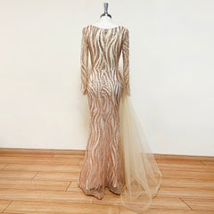 Elegant Beads Sequin Evening Night Mermaid Dress
