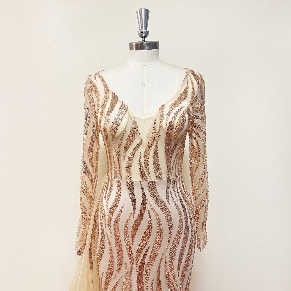 Elegant Beads Sequin Evening Night Mermaid Dress