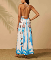 Elegant Beautiful Halter Backless Slim Beach Leisure Graduation Perform Maxi Dress