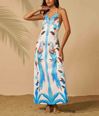 Elegant Beautiful Halter Backless Slim Beach Leisure Graduation Perform Maxi Dress